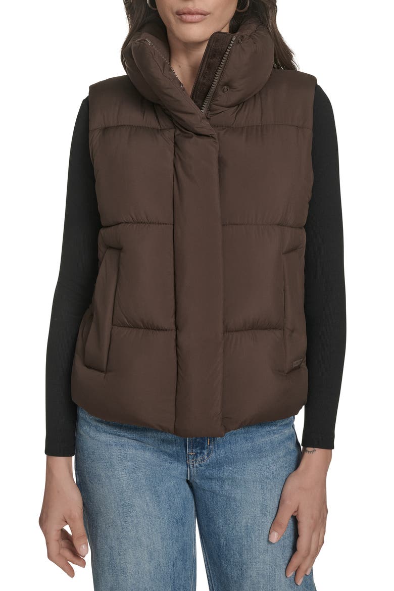 Quilted Puffer Vest, Main, color, COFFEE BEAN