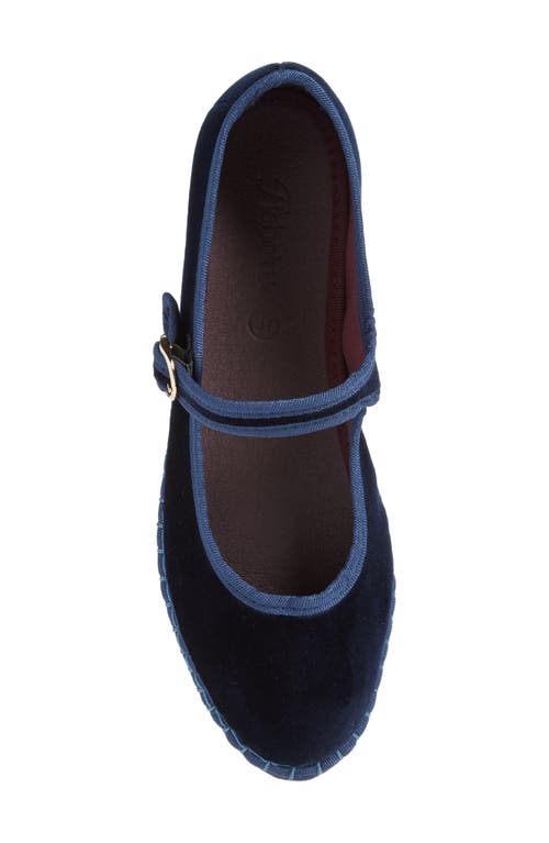 Flabelus Velvet Mary Jane Flats Dark Blue In Notte