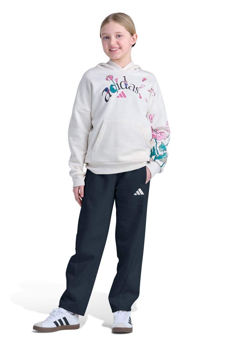 Kids' Fleece Barrel Leg Pants, Alternate, color, BLACK