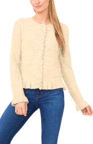 CeCe Ruffle Trim Cardigan