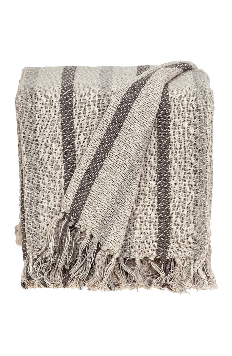 PARKLAND COLLECTION Robby Transitional Beige 52" x 67" Woven Handloom Throw, Alternate, color, Beige