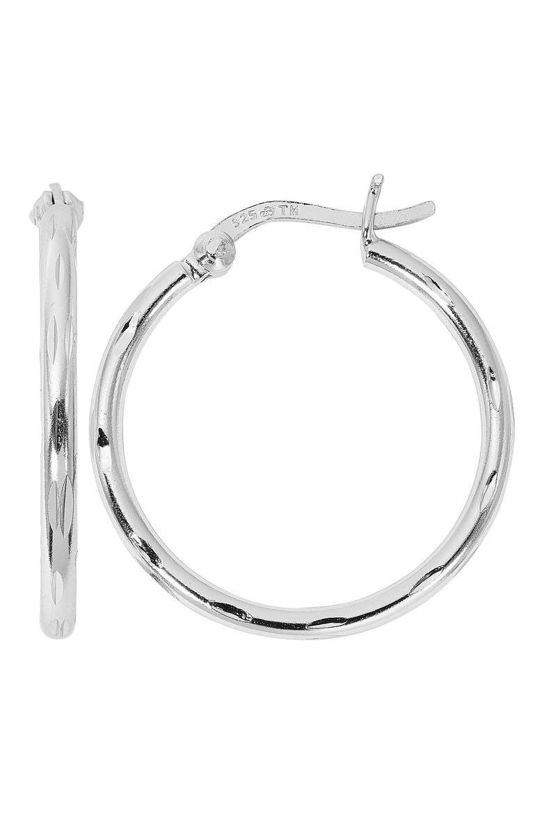 Diamond-Cut Hoop Earrings, Main, color, SILVER