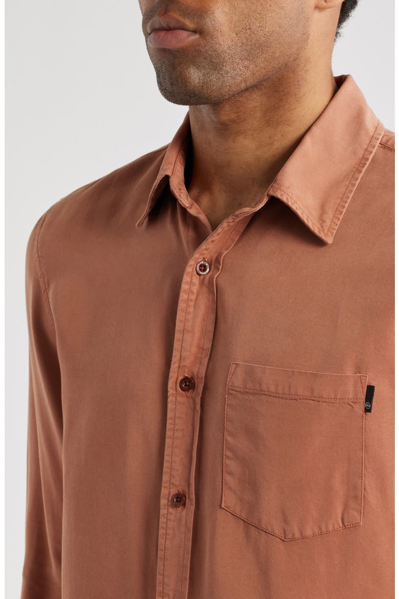 Aiden Solid Lyocell Button-Up Shirt, Alternate, color, MESA RUST