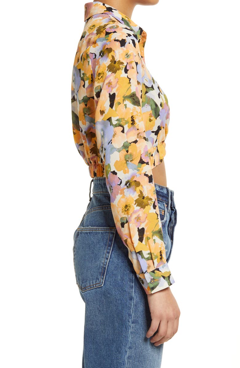 VERO MODA Macy Floral Print Crop Button-Up Shirt, Alternate, color,