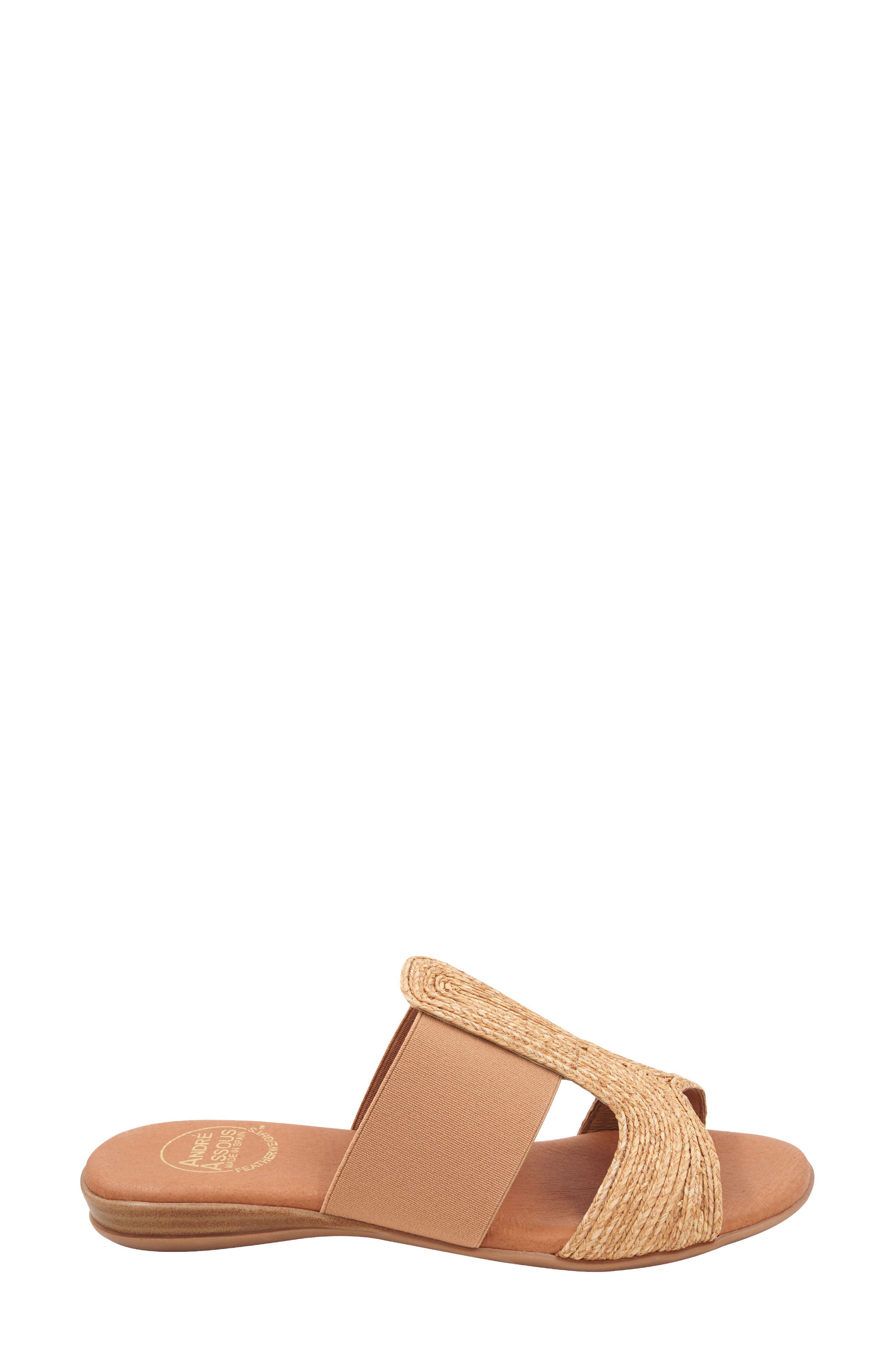 André Assous Noor Raffia Slide Sandal, Alternate, color, Beige/ Beige
