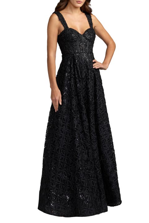 Sleeveless Sweetheart Floral Tulle A Line Gown