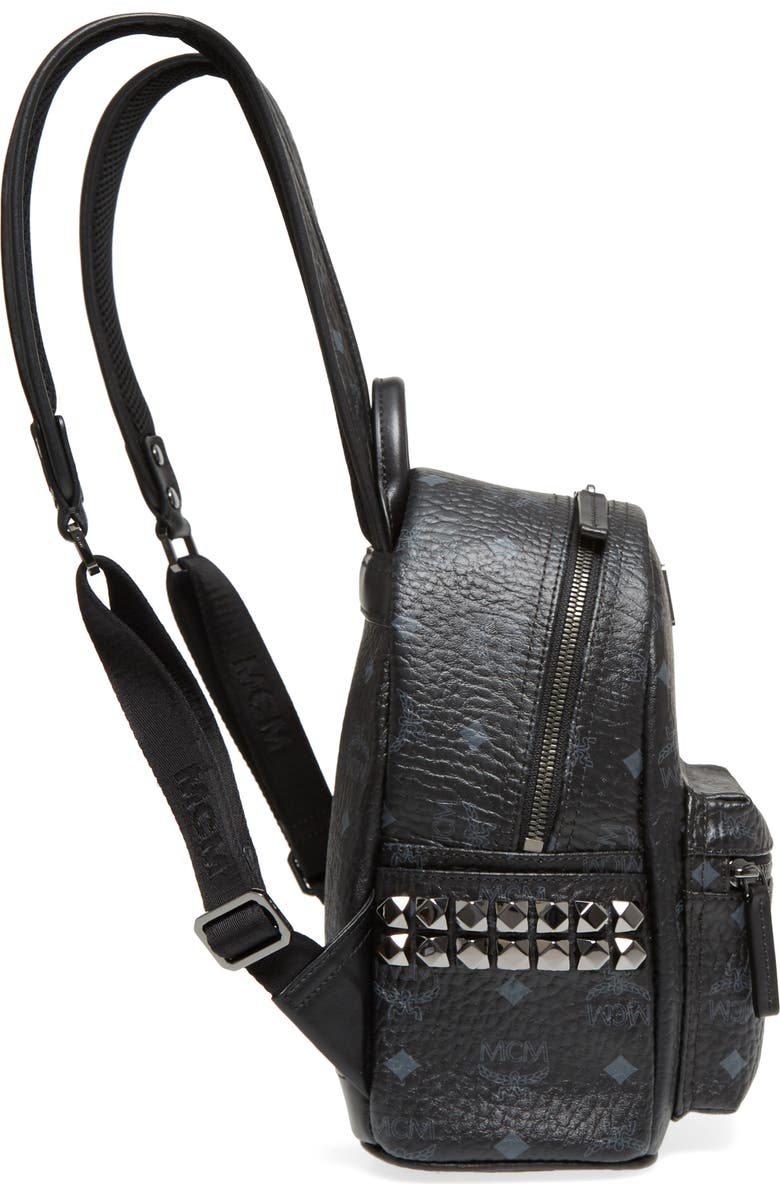 MCM Mini Stark Side Stud Coated Canvas Backpack, Alternate, color,