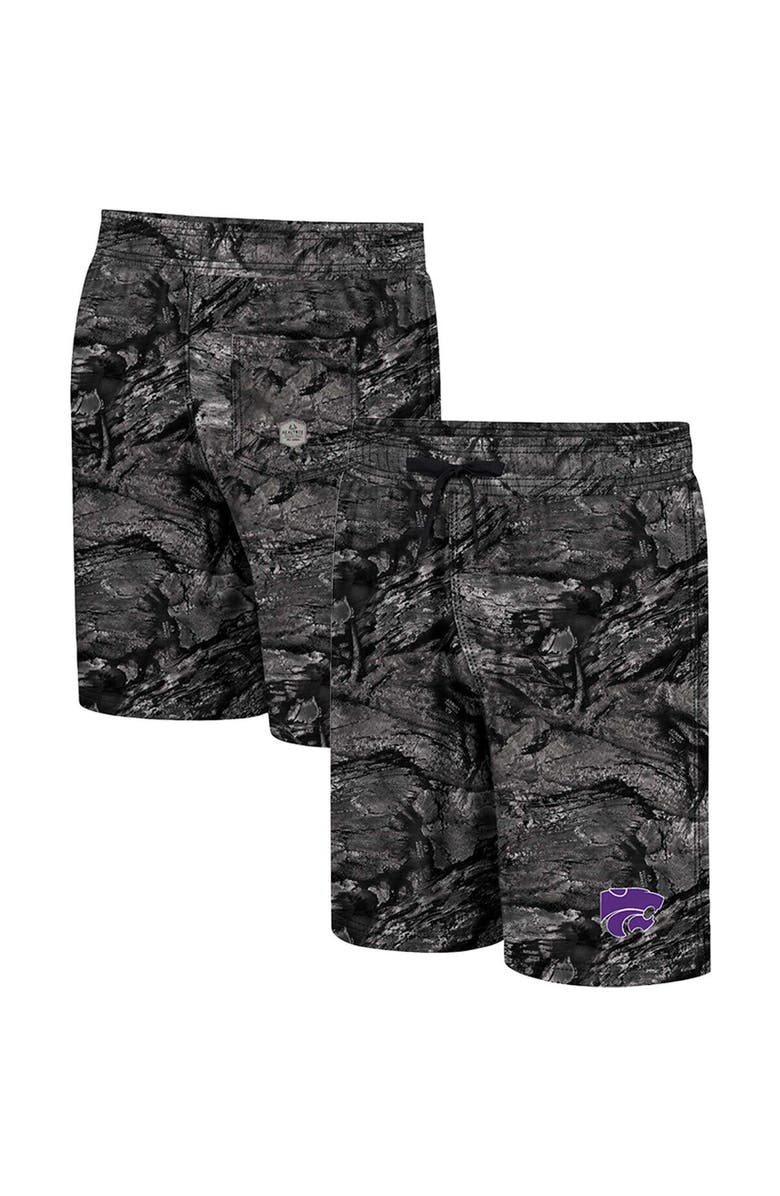 COLOSSEUM Men's Colosseum Charcoal Kansas State Wildcats Realtree Aspect Ohana Swim Shorts, Main, color, Charcoal