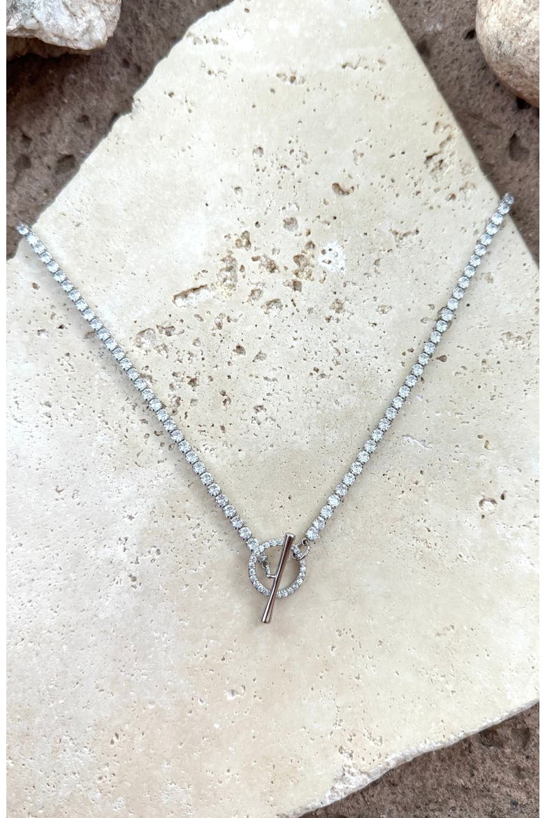 Crystal Toggle Tennis Necklace, Alternate, color, SILVER