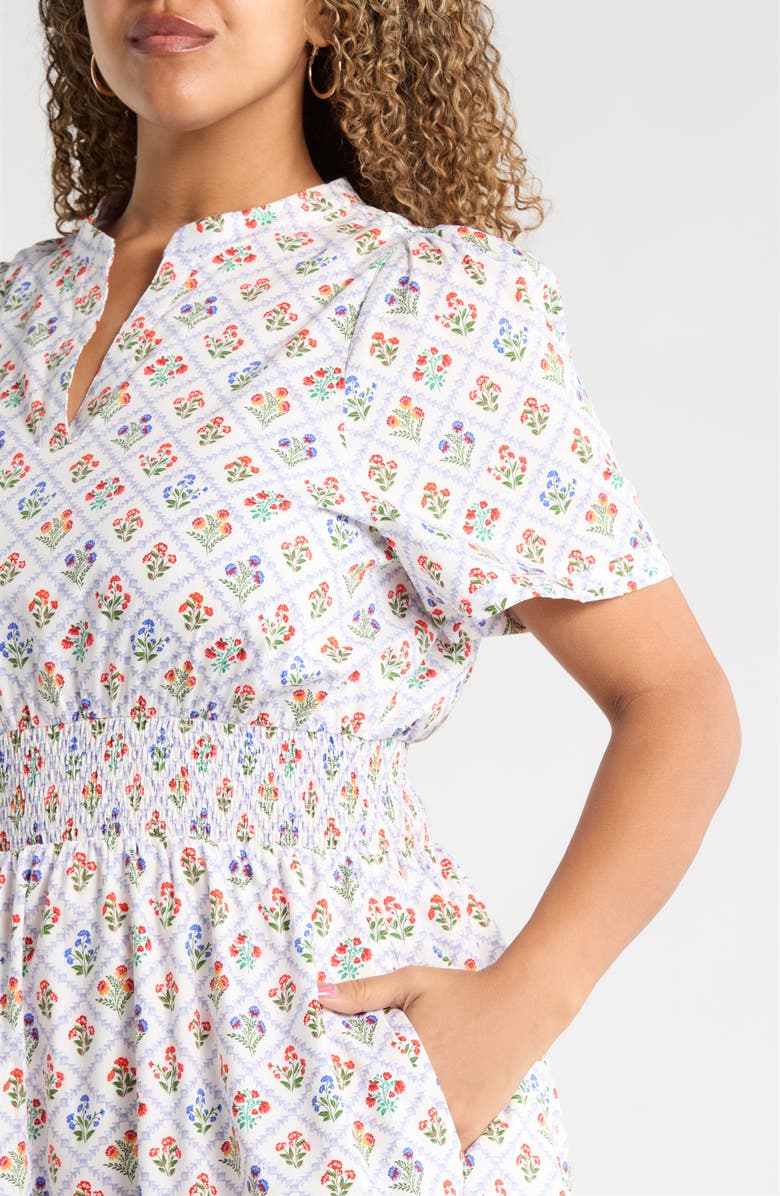 SUGARLIPS Lara Floral Belraj Poplin Maxi Dress, Alternate, color, White-Multi