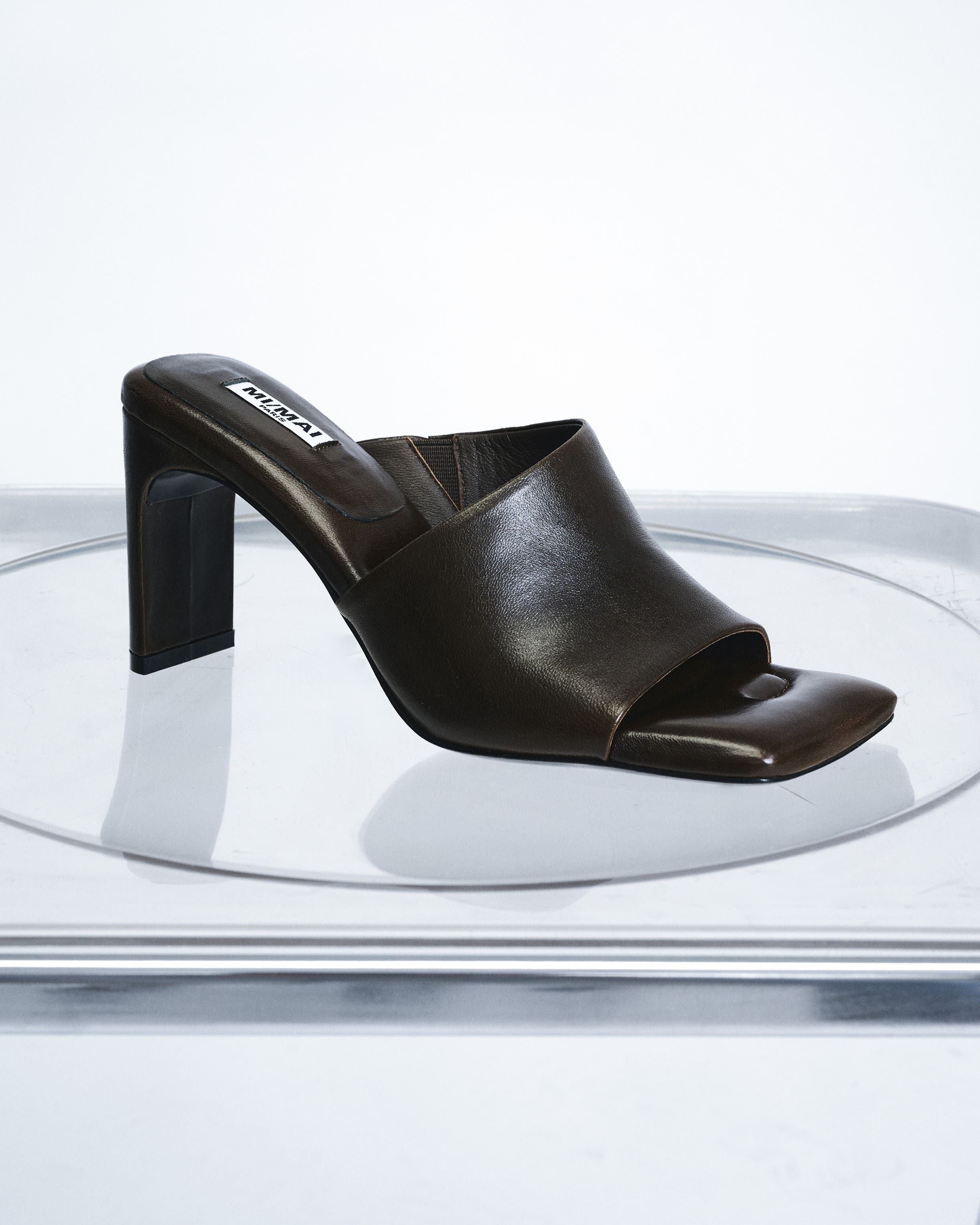 Alba Leather Heeled Mule Sandals, Alternate, color, Khaki
