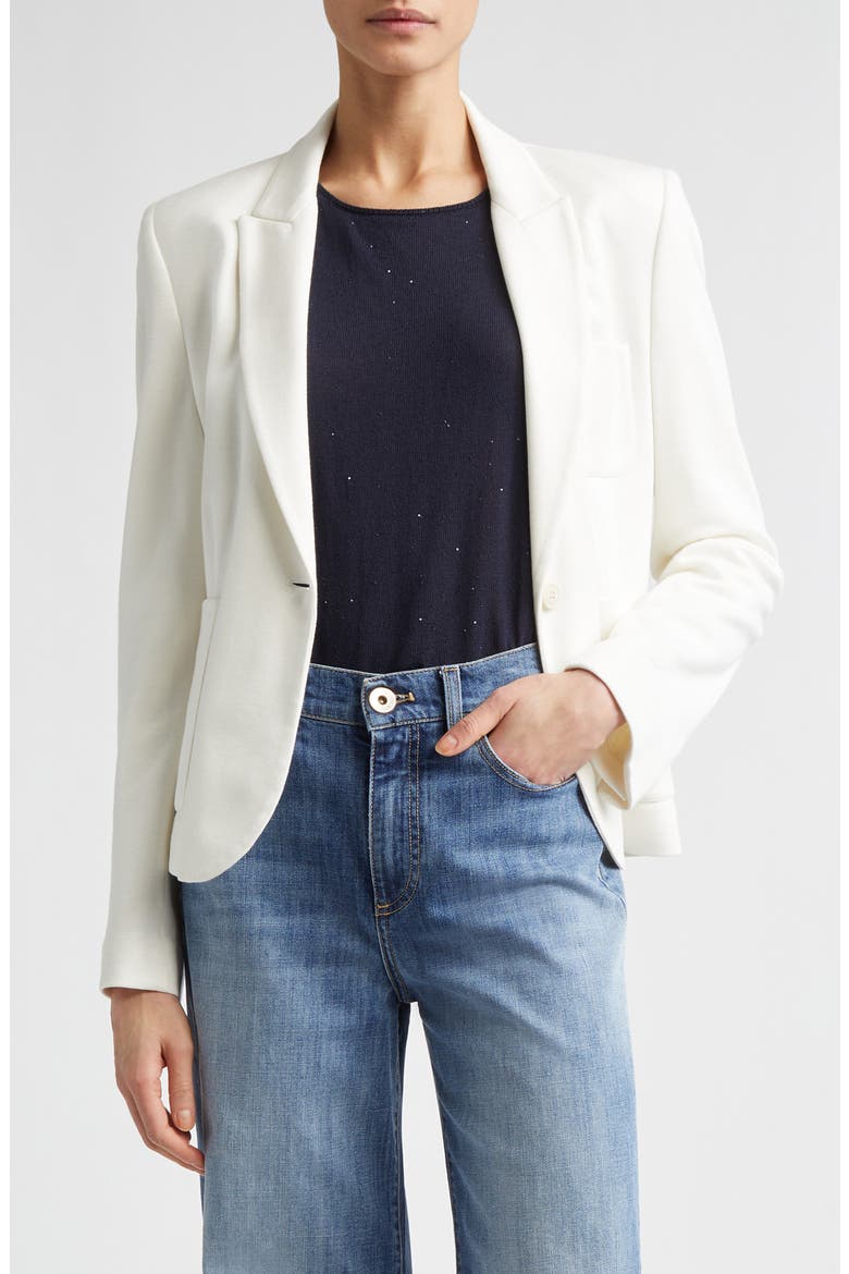 Cotton Blend Knit Jacket, Main, color, IVORY
