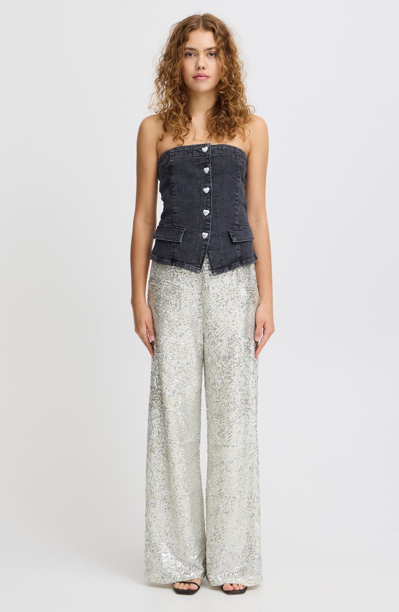 ICHI Denim Strapless Vest, Alternate, color, 