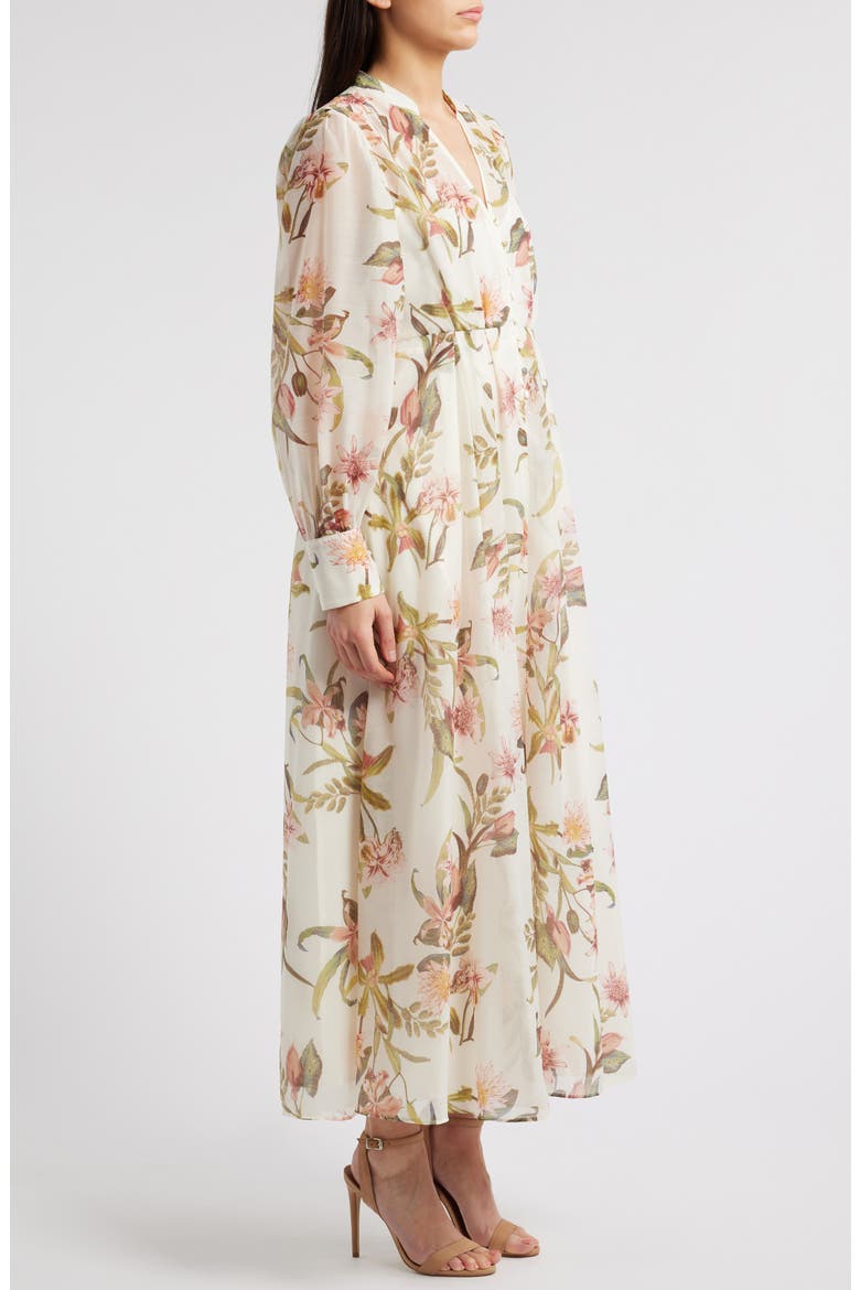Floral Long Sleeve Maxi Dress, Alternate, color, IVORY- PINK BOHEM BOTANICAL