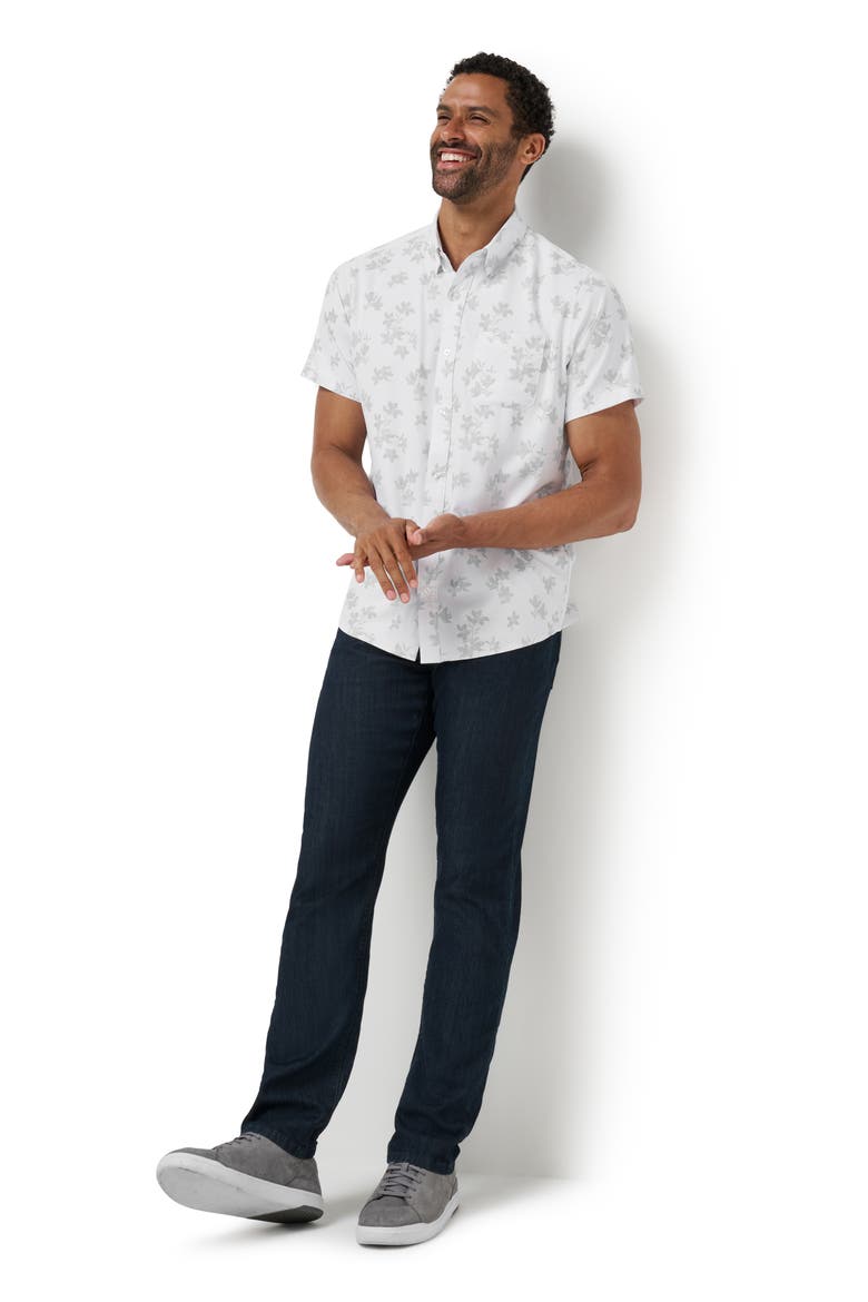 Mist On the Lake Short Sleeve Button-Up Shirt, Alternate, color, WHITE