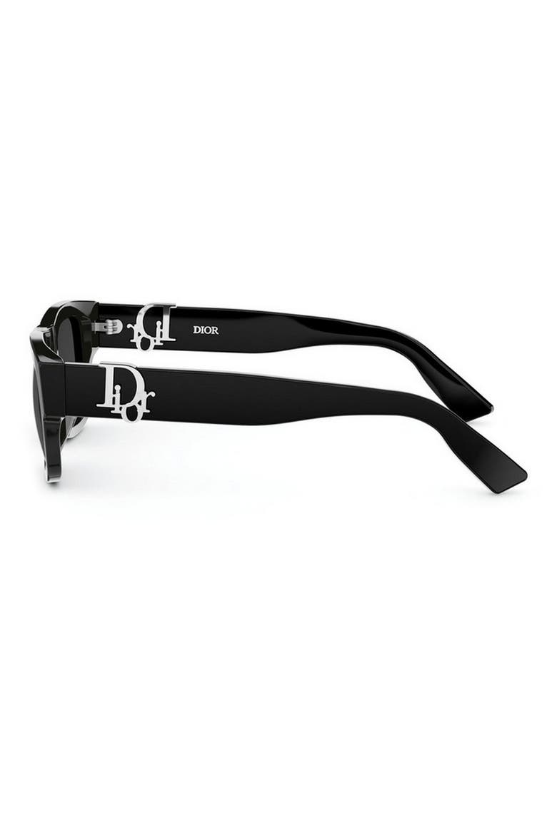 'DiorOblique S3I 52mm Rectangular Sunglasses, Alternate, color, SHINY BLACK / SMOKE