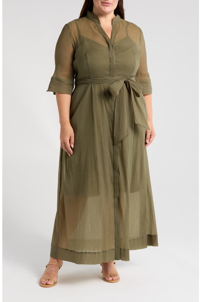 Chiffon Maxi Shirtdress, Main, color, OLIVE