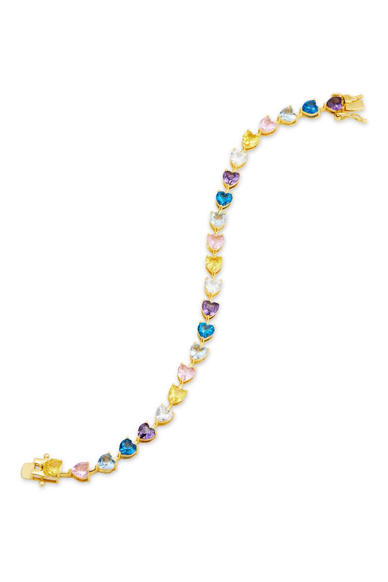 Cubic Zirconia Heart Tennis Bracelet, Main, color, YELLOW
