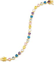 SAVVY CIE JEWELS Cubic Zirconia Heart Tennis Bracelet