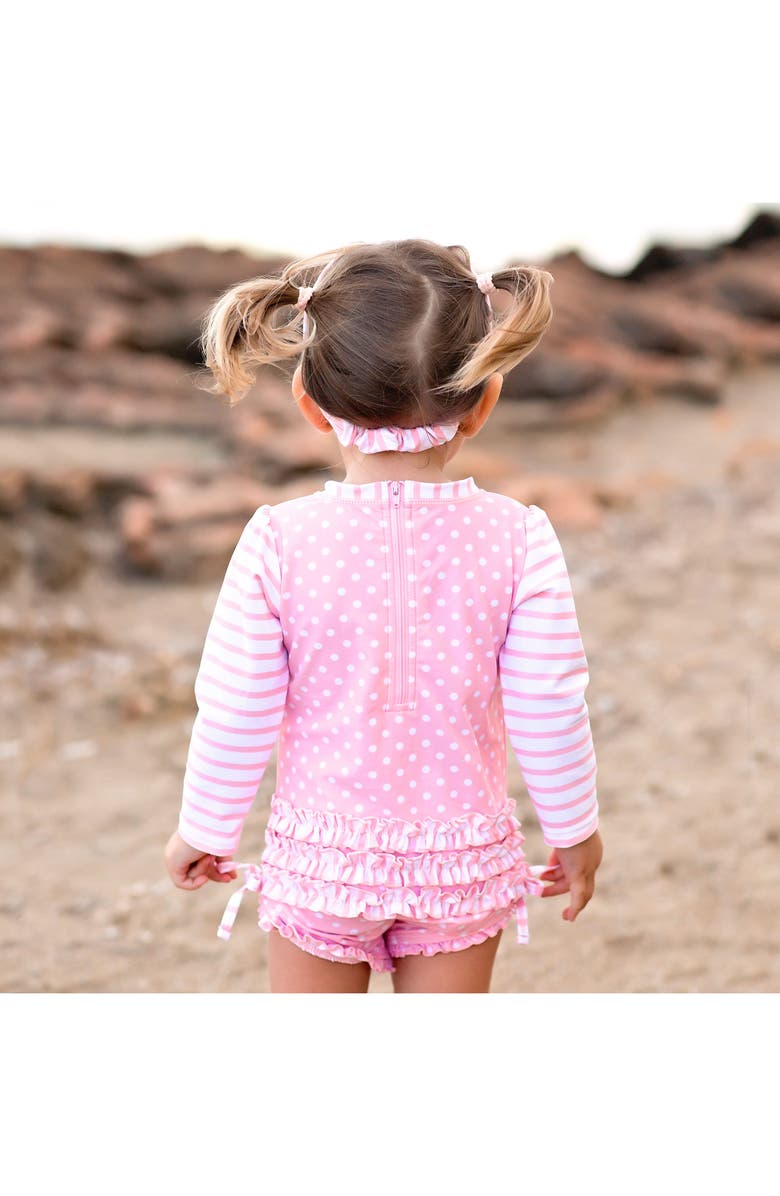 RuffleButts One-Piece Rashguard Swimsuit & Headband Set, Alternate, color, 