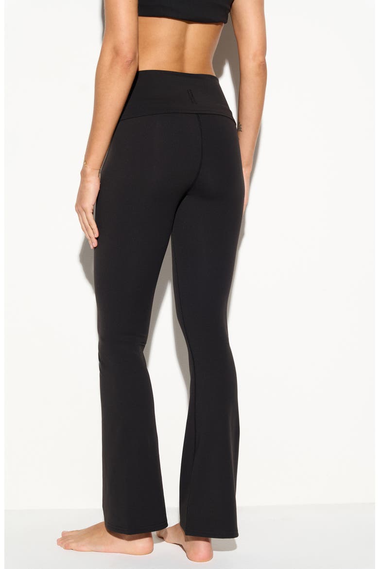 Euphoria Foldover Flare Yoga Pants, Alternate, color, BLACK