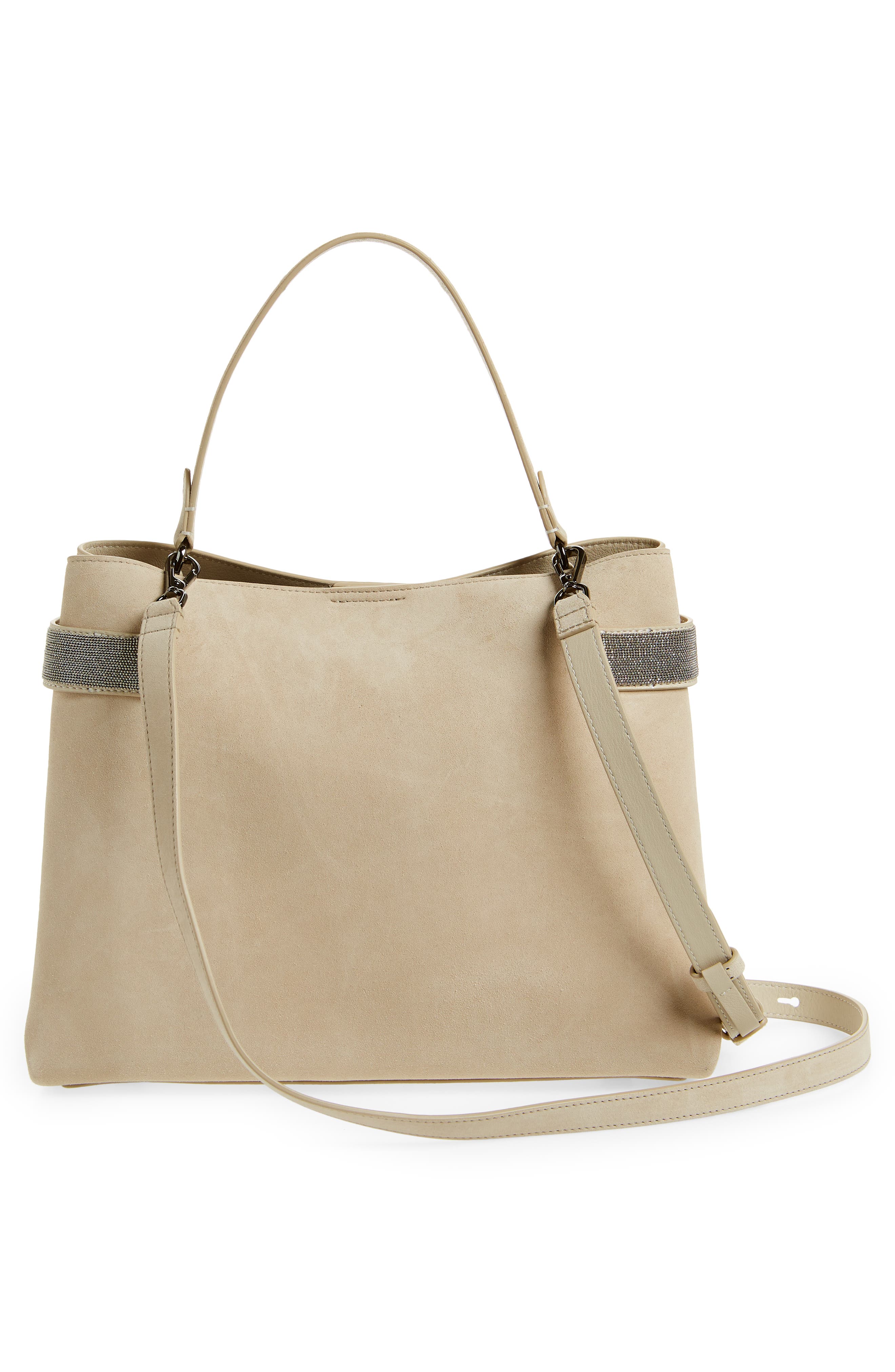 Brunello Cucinelli Medium East/West Suede Top Handle Bag, Alternate, color, 