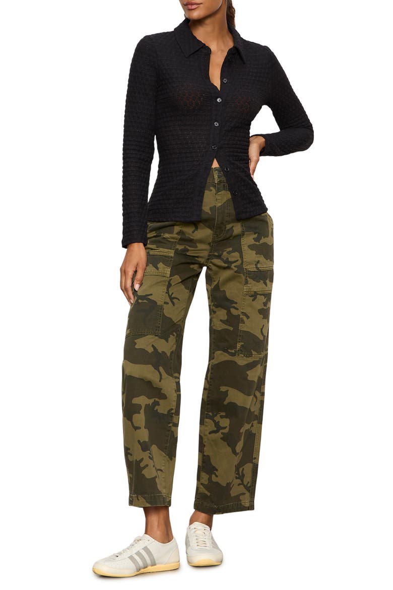 Dreamer Textured Bubble Knit Button-Up Shirt, Alternate, color, BLACK