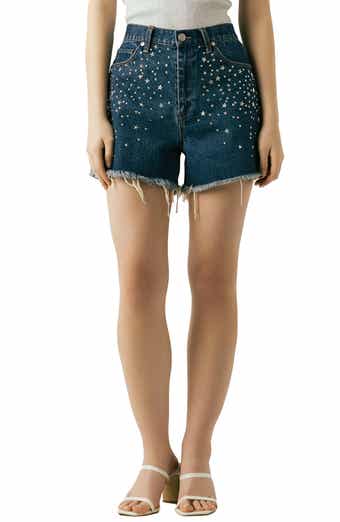 BLANKNYC Reeve Embellished High Waist Cutoff Denim Shorts