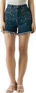 BLANKNYC Reeve Embellished High Waist Cutoff Denim Shorts
