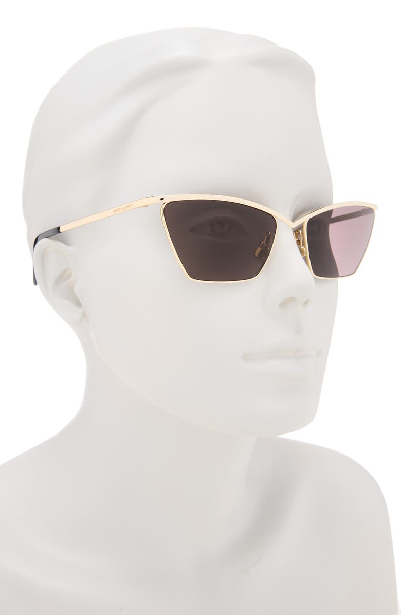 Saint Laurent 57mm Cat Eye Sunglasses, Alternate, color, Gold Gold Grey