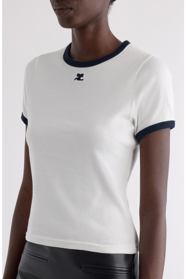 Contrast Trim Logo T-Shirt, Alternate, color, BLANC HERITAGE/NAVY