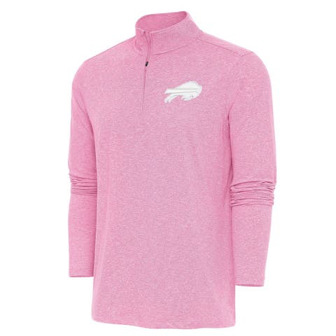 Men's Antigua Pink Buffalo Bills Hunk Quarter-Zip Pullover Top