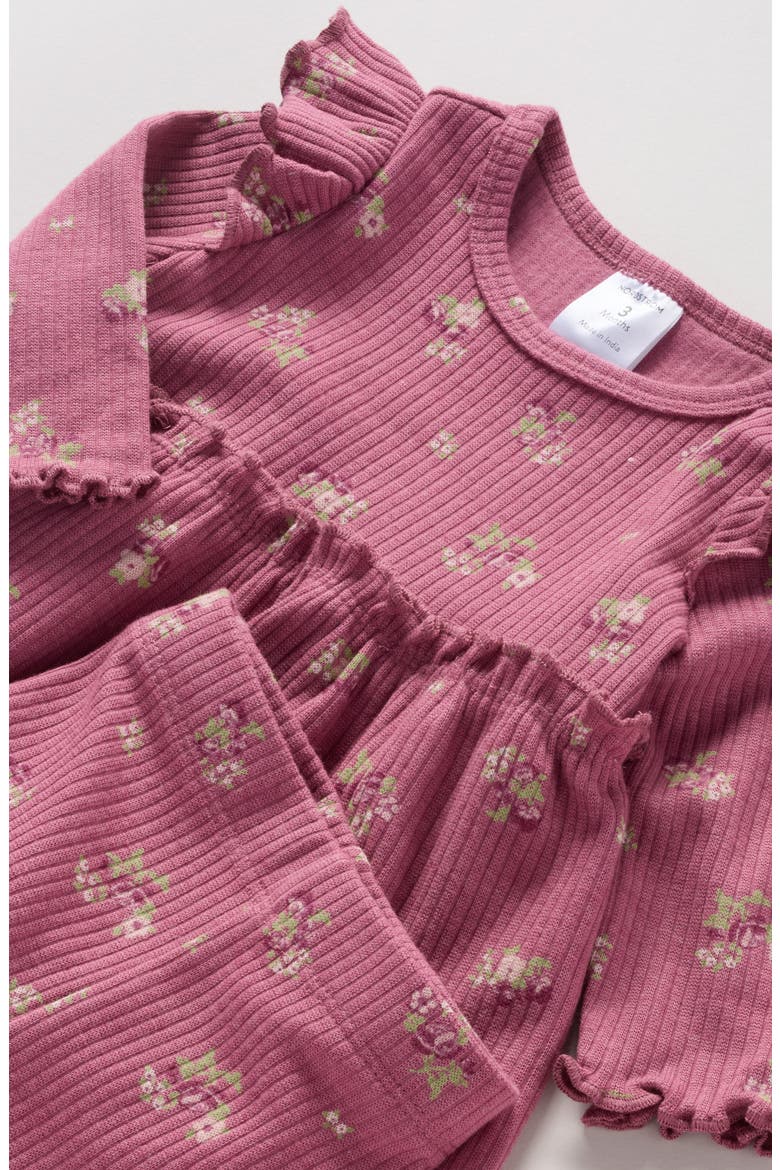 Ruffle Rib Top & Leggings Set, Alternate, color, PINK VIOLET HAILEY FLORAL