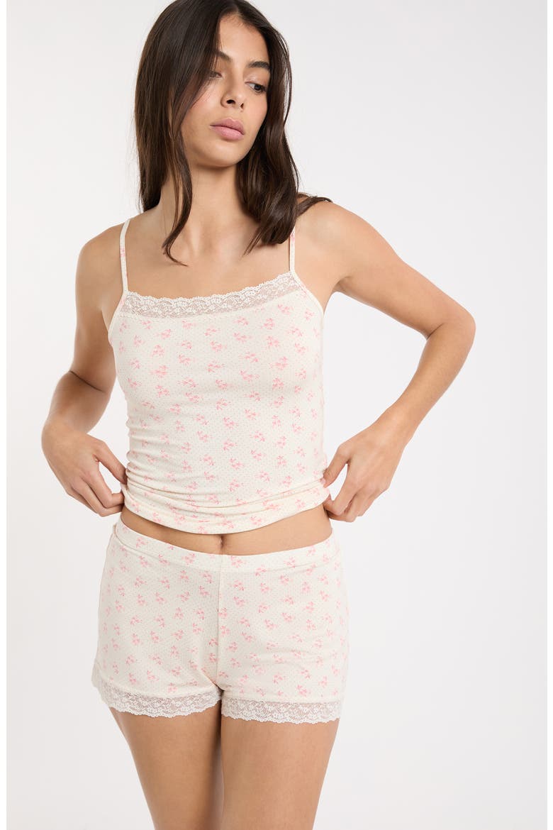 Kitty Lace Trim Shorts, Alternate, color, PINK