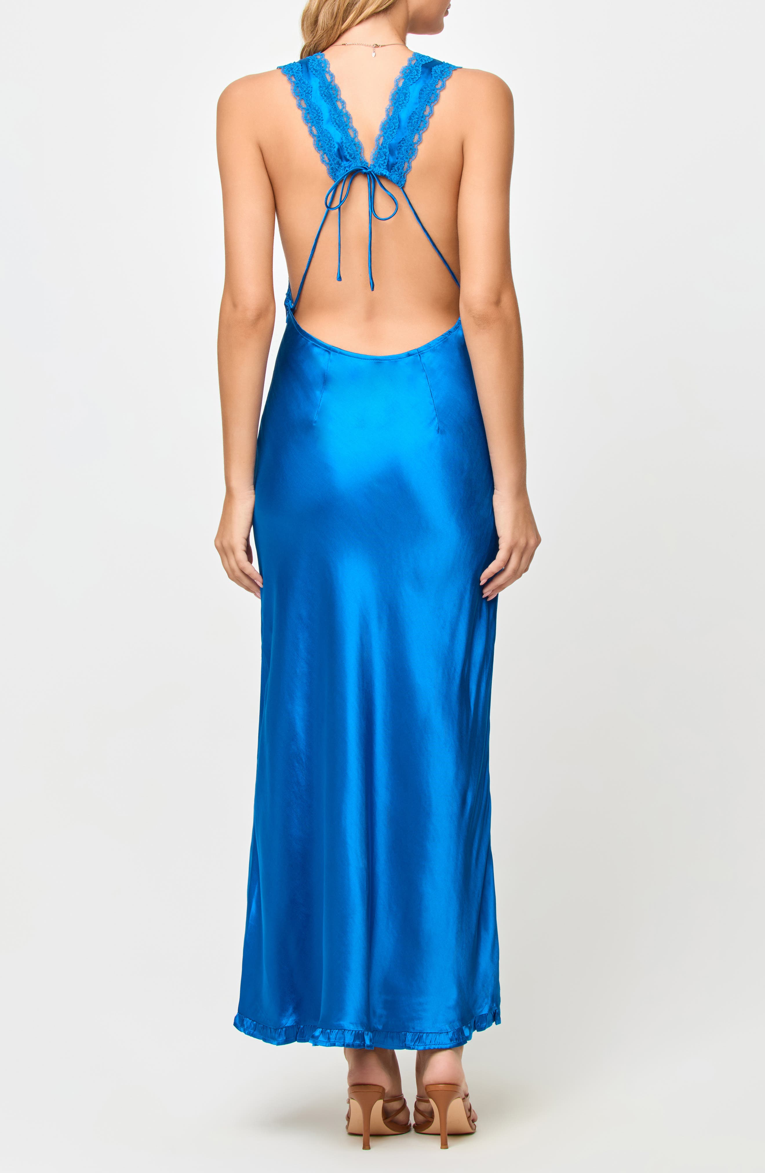 LSPACE Eyes on You Lace Trim Open Back Maxi Cover-Up Dress (Women ...