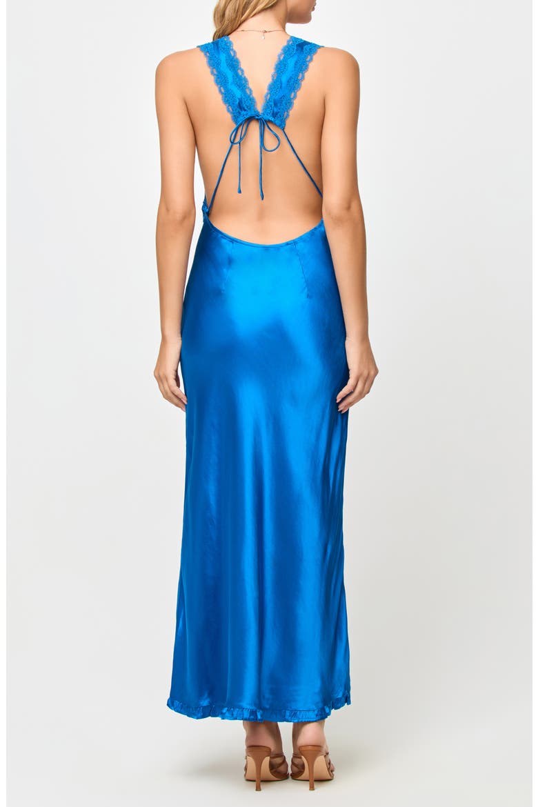 Eyes on You Lace Trim Open Back Maxi Cover-Up Dress, Alternate, color, ABYSS