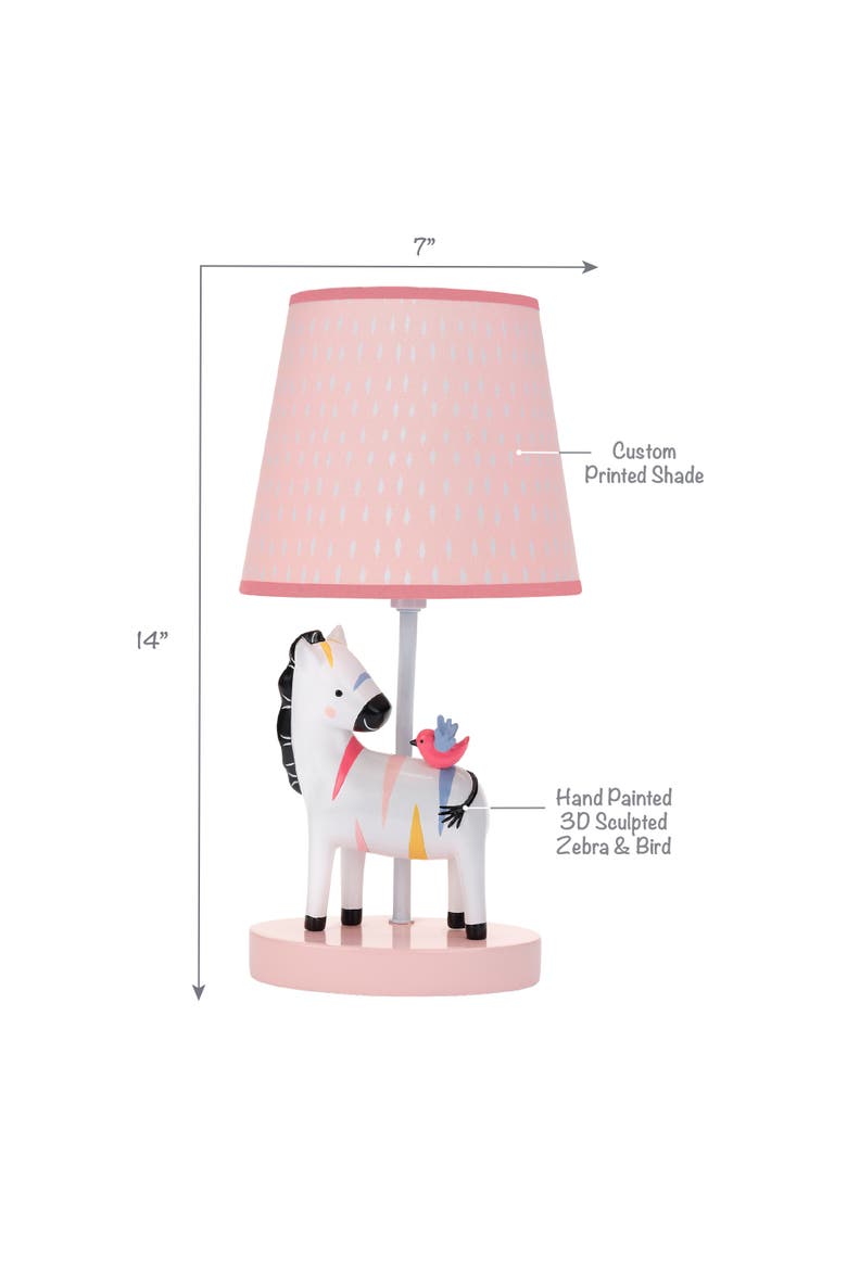 Jazzy Jungle Zebra Nursery Lamp with Shade & Bulb, Alternate, color, Pink