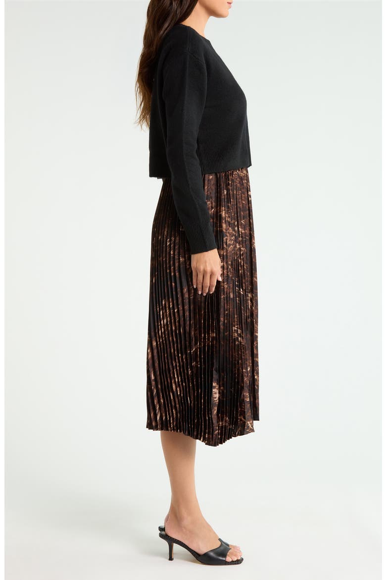 Pleated Slipdress with Sweater, Alternate, color, RICH BLACK