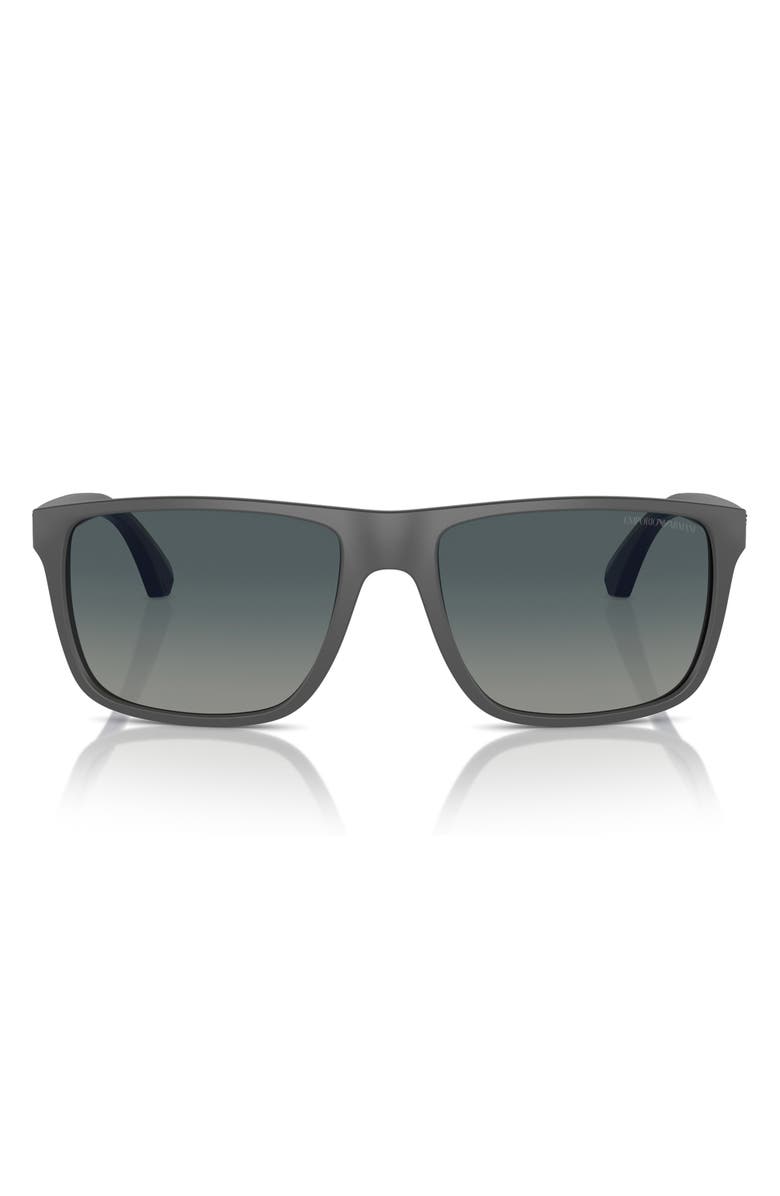 Emporio Armani 56mm Polarized Square Sunglasses, Main, color, Grey / Gradient Blue Polar