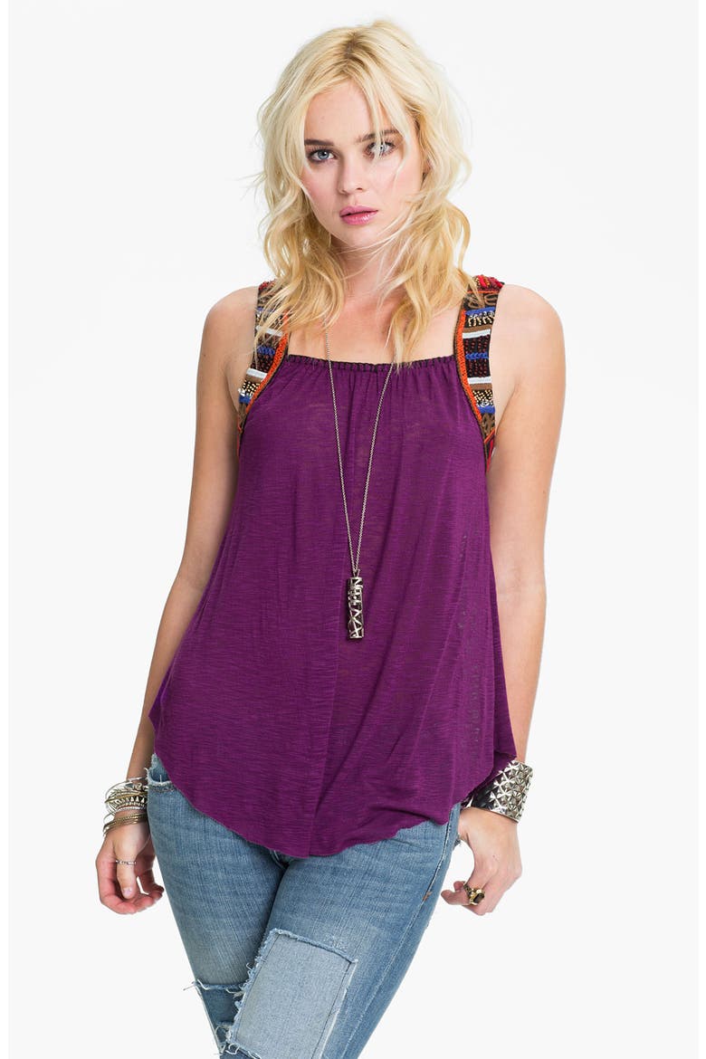 'Travelers' Embellished Tank, Main, color, PLUM LUSH