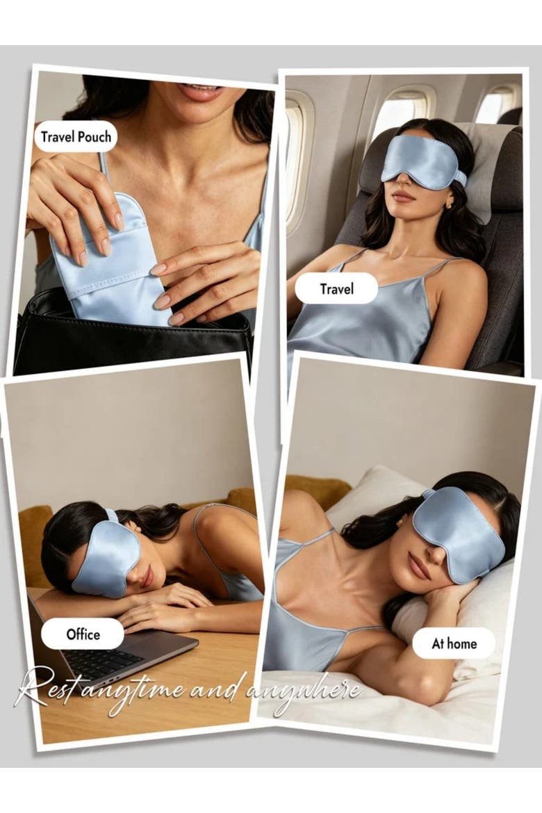 Silk Eye Mask And Envelope Pouch, Alternate, color, Light Blue
