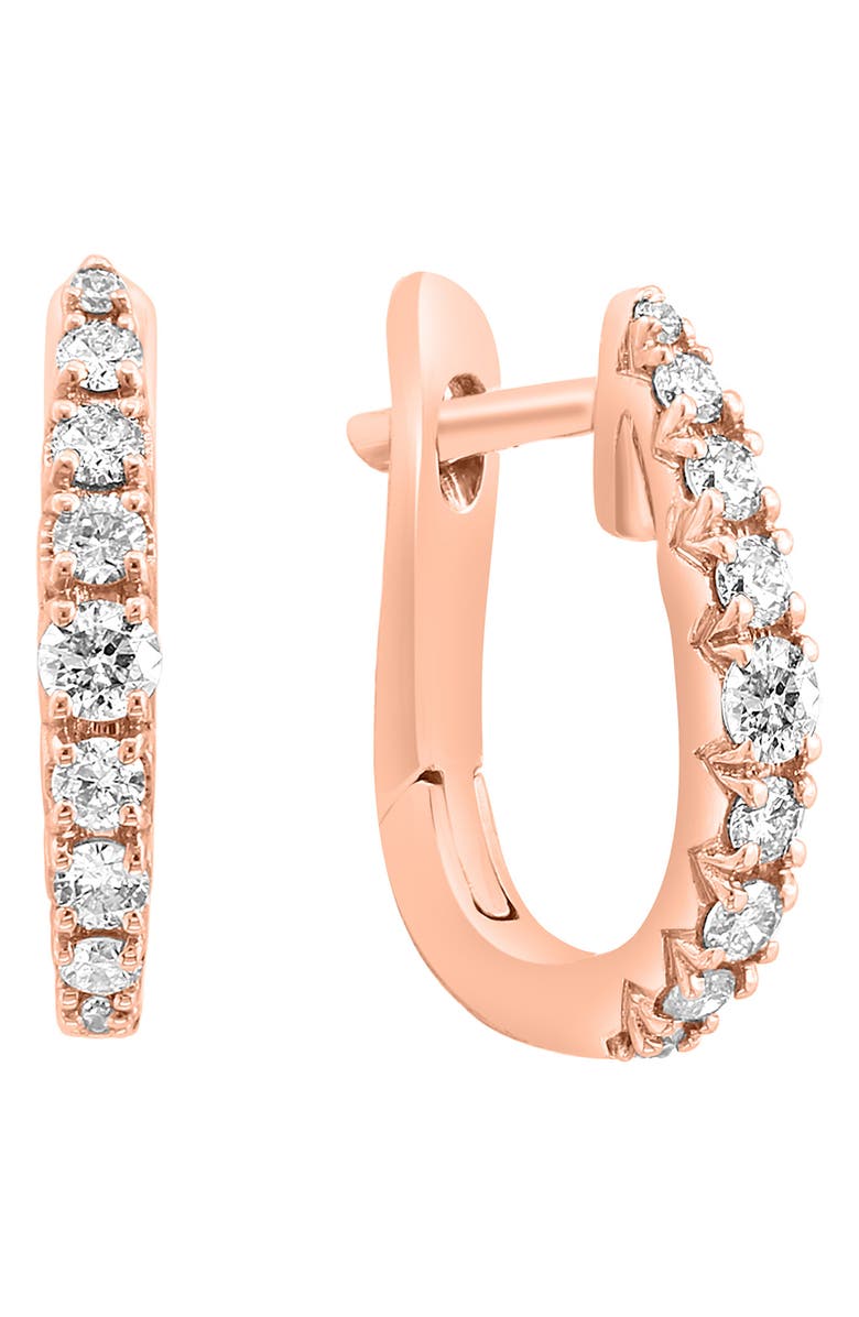 EFFY 14K Rose Gold Diamond Huggie Hoop Earrings - 0.24ct., Main, color,