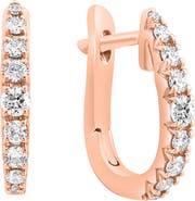 EFFY 14K Rose Gold Diamond Huggie Hoop Earrings - 0.24ct.