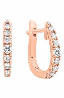 EFFY 14K Rose Gold Diamond Huggie Hoop Earrings - 0.24ct.