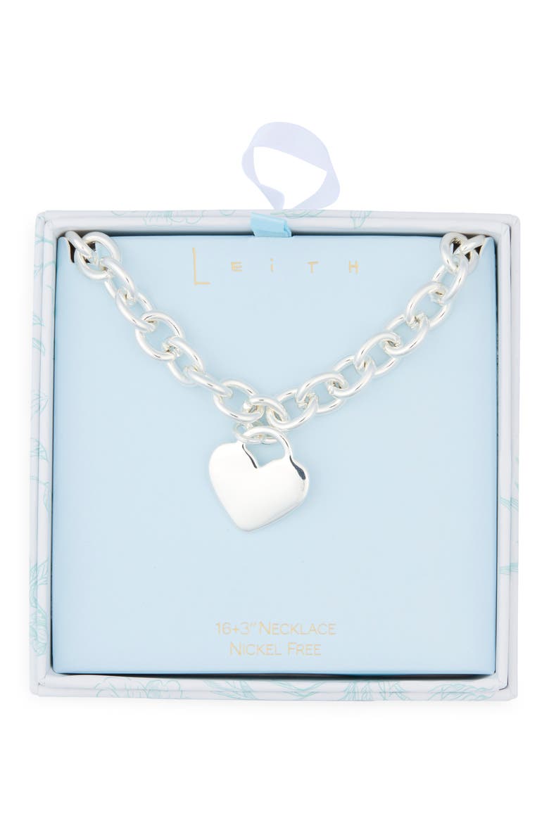 Heart Pendant Necklace, Main, color, SILVER