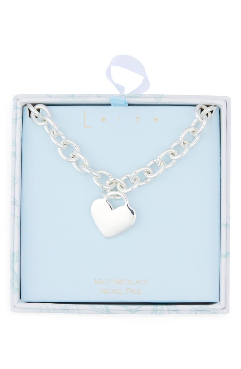 Leith Heart Pendant Necklace, Main, color, Silver