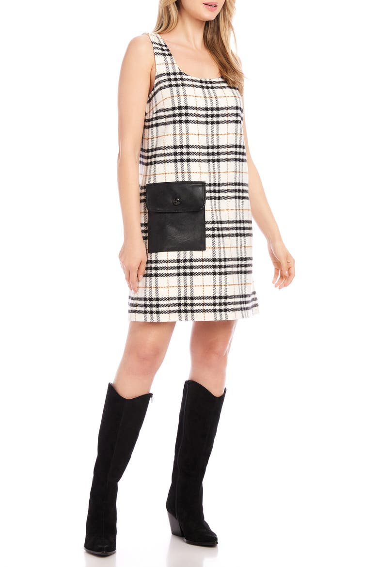 Plaid Shift Dress, Alternate, color, CREAM