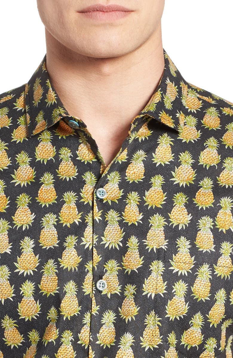 Tori Richard Pineaplism Trim Fit Camp Shirt, Alternate, color, 