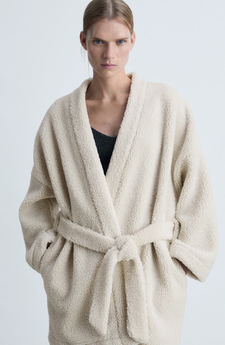 MANGO Faux Shearling Robe, Alternate, color, 