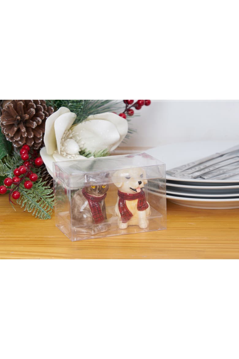 Christmas Dog and Cat Salt & Pepper Shakers Set of 2, Alternate, color, Red